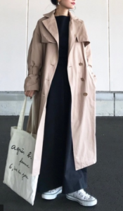 ベージュのスプリングコートの30代女性向けコーディネートに関する参考画像