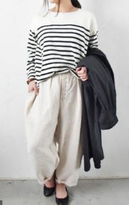 サルエルパンツの春向けコーデに関する参考画像