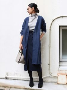 【2020年秋】ノーカラーコートの30代レディース向け色別流行コーデの参考画像