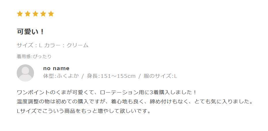 チュチュアンナのサイズ感やイメージに関する参考画像