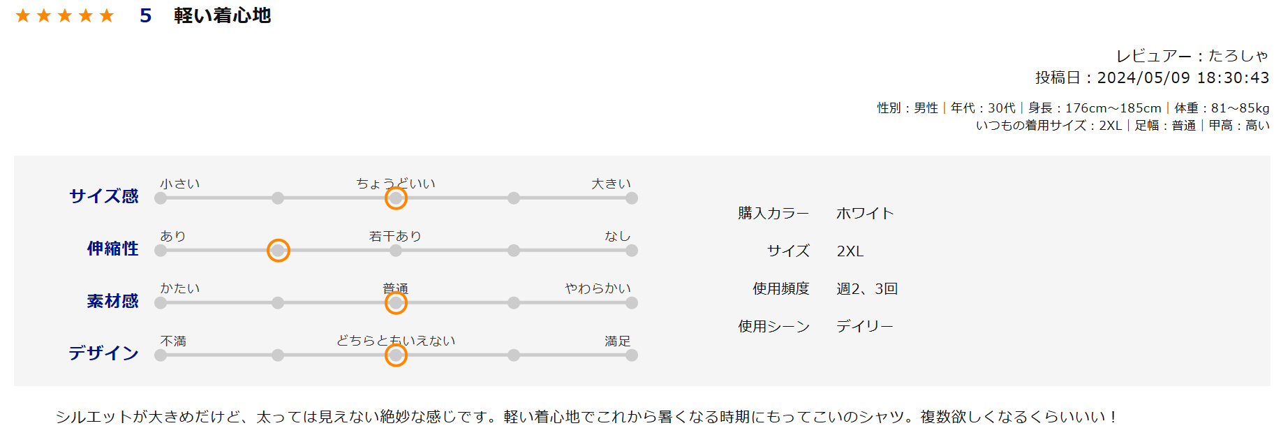 ミズノのサイズ感やイメージに関する参考画像